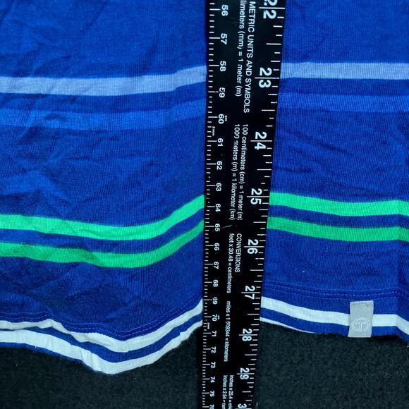 T By Talbots Women Shirt Blue Striped Boat Neck Cross Back Long Sleeve Stretch L - Picture 9 of 12